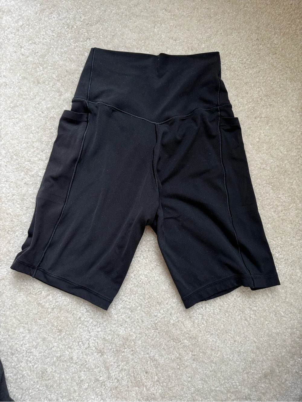 aerie Black High-Rise Crossover Bike Shorts with Pockets
